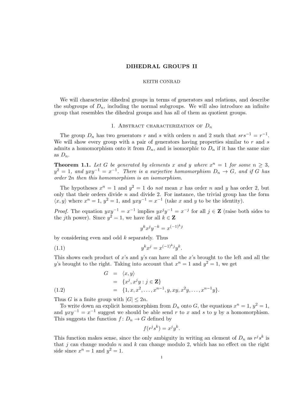 Dihedral Groups Ii