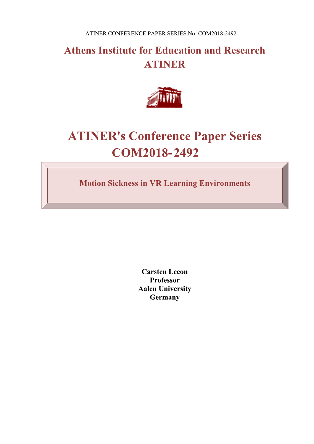 ATINER's Conference Paper Series COM2018-2492