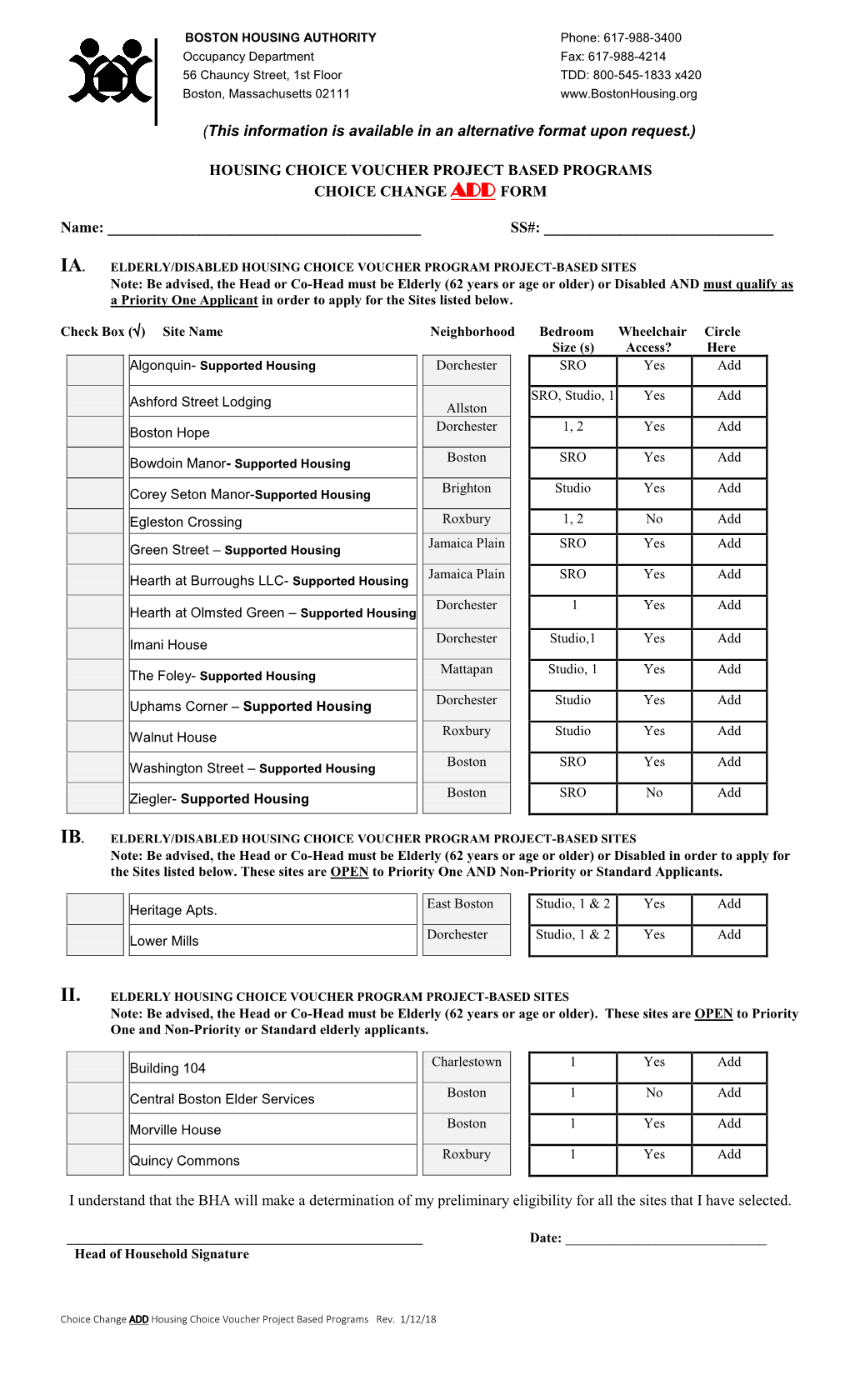 Public Housing Waiting List Update