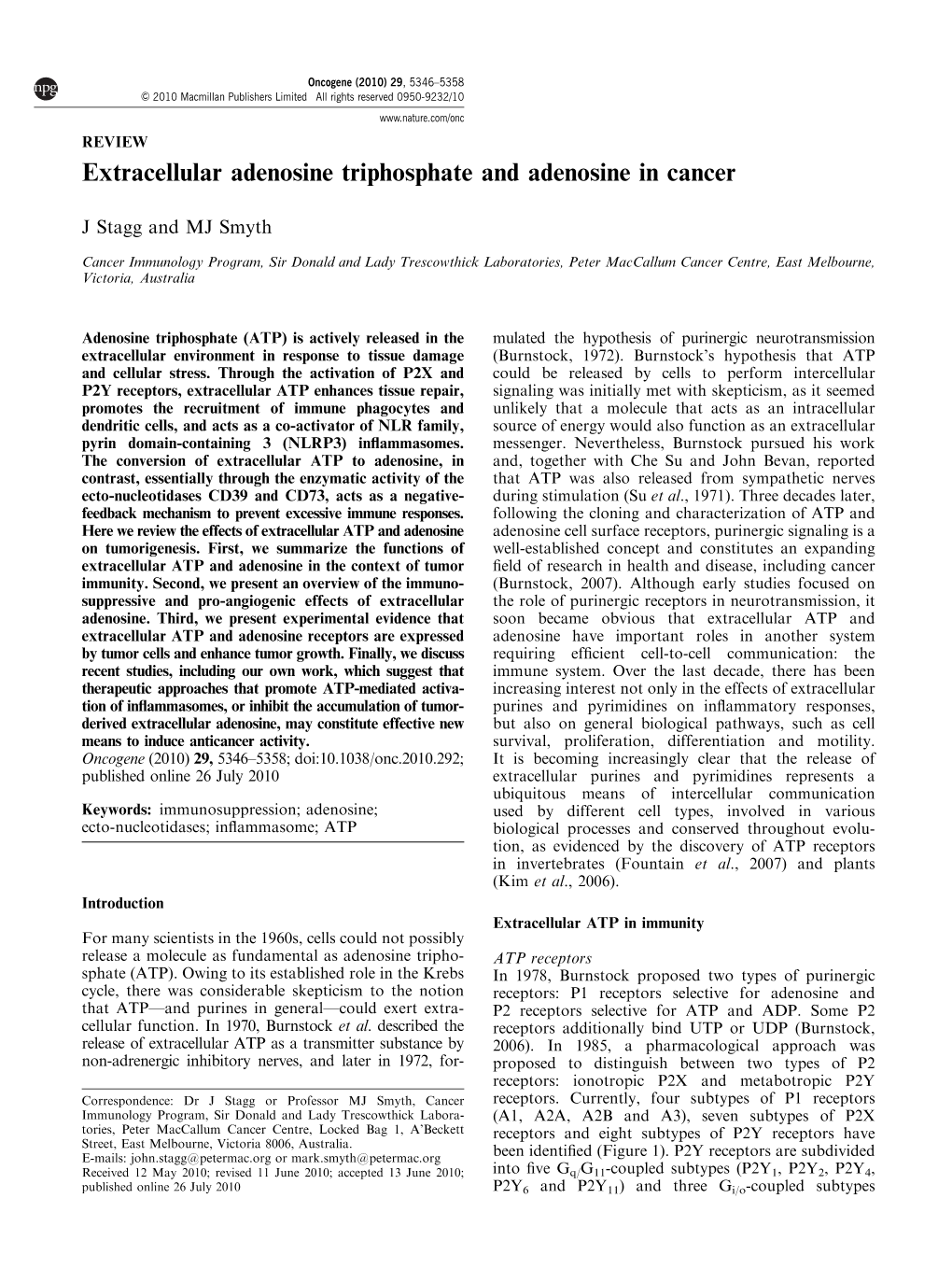 Extracellular Adenosine Triphosphate and Adenosine in Cancer