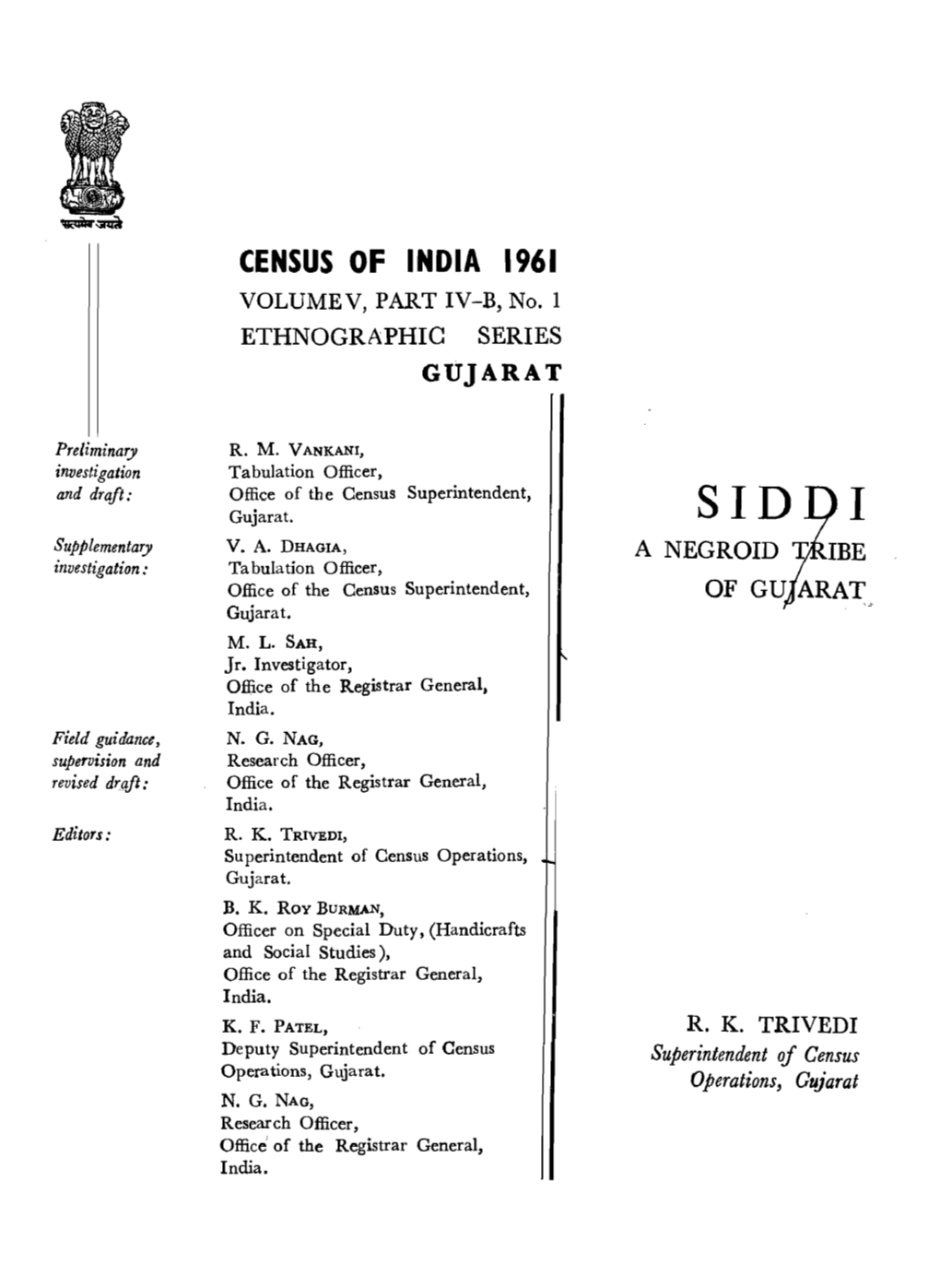 Ethnographic Series, Sidhi, Part IV-B, No-1, Vol-V