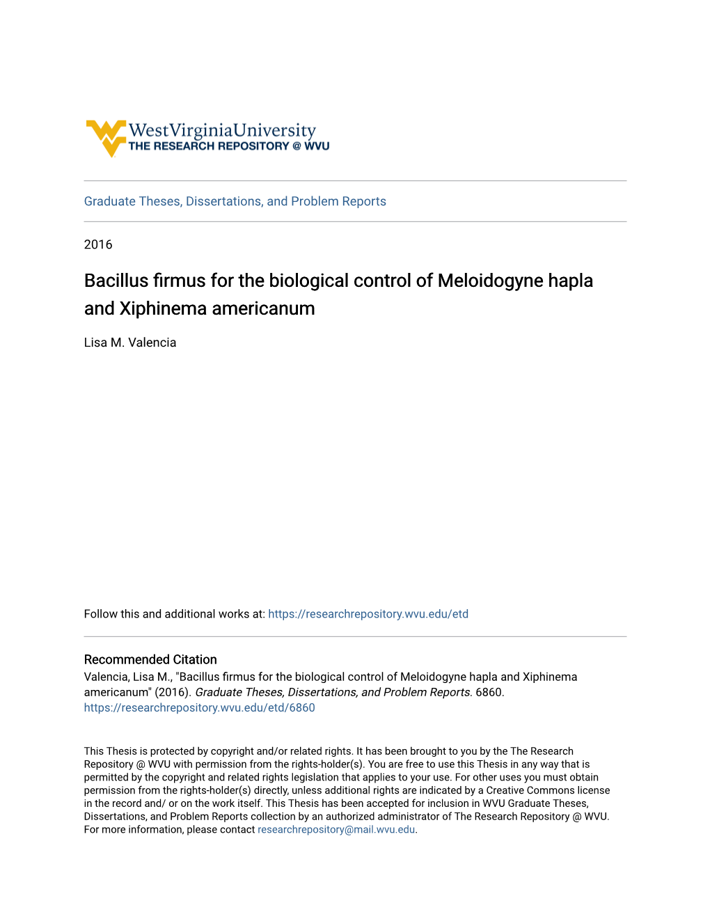 Bacillus Firmus for the Biological Control of Meloidogyne Hapla and Xiphinema Americanum