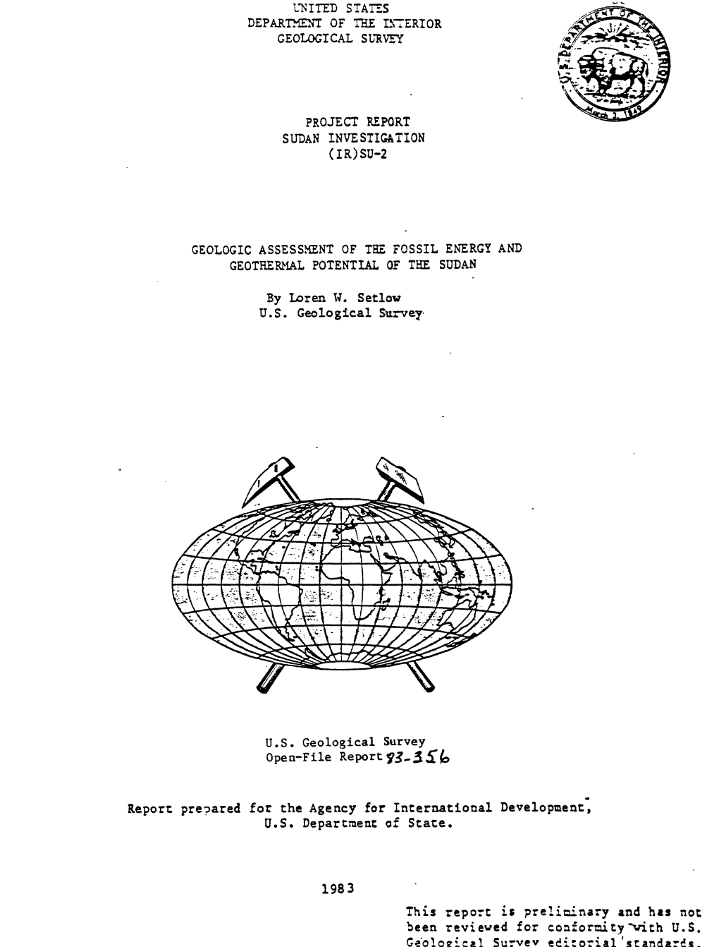 1983 This Report Is Prelioinary and Has Not Been Reviewed for Conformity*Vith U.S