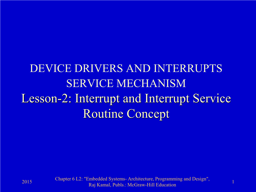 Lesson-2: Interrupt and Interrupt Service Routine Concept