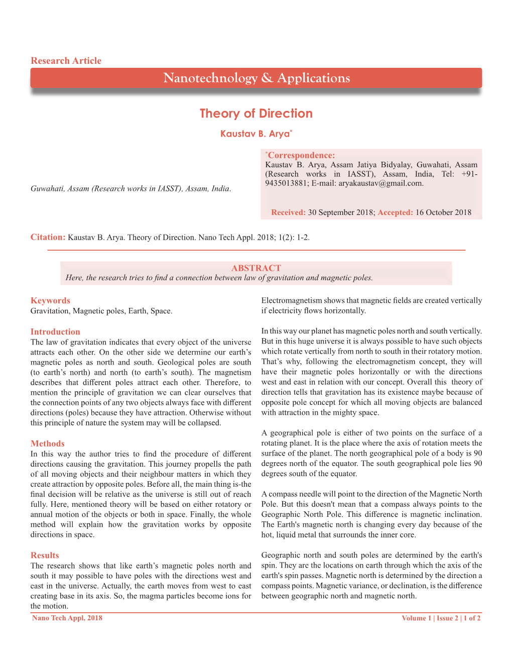 Theory of Direction Kaustav B