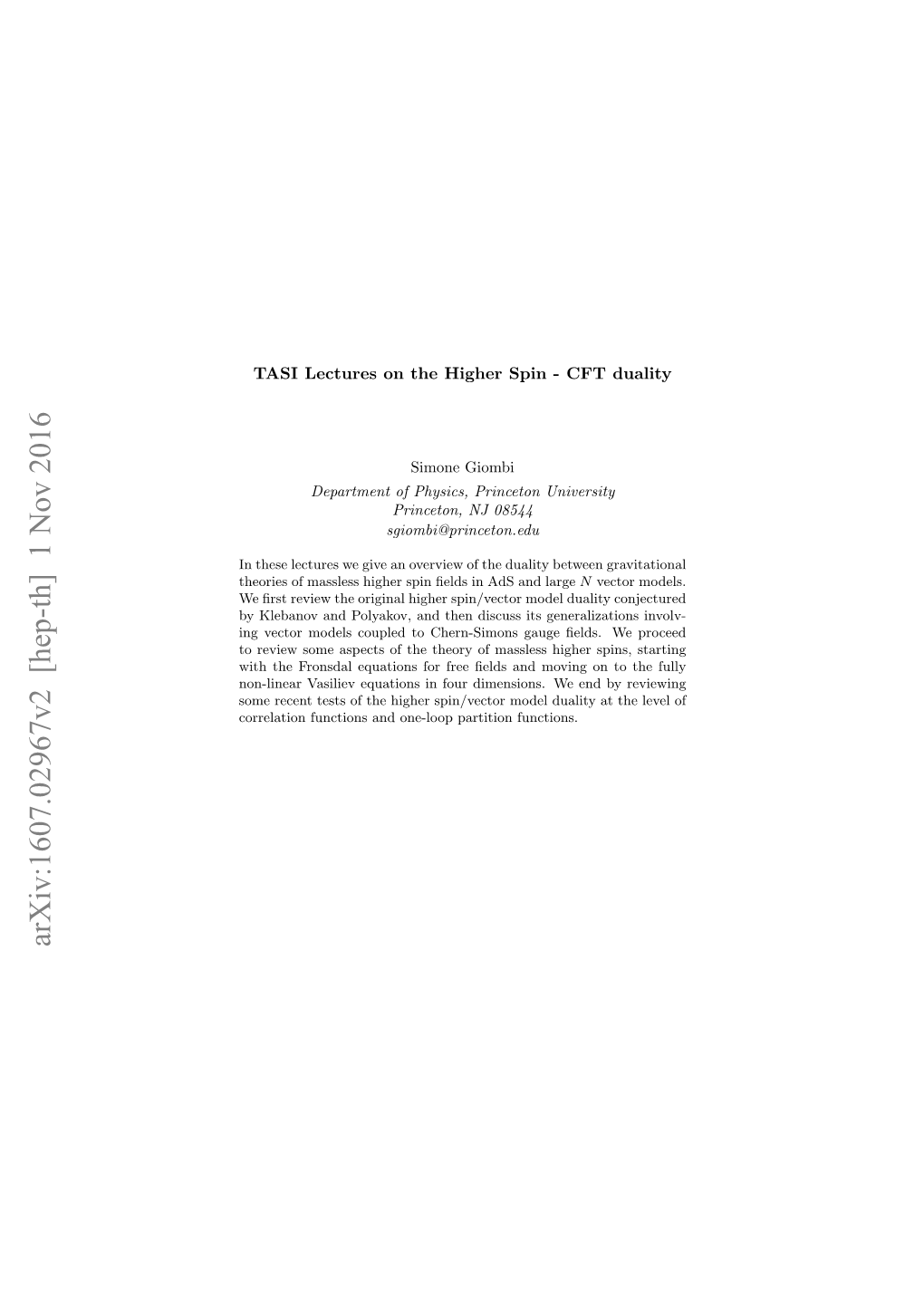 TASI Lectures on the Higher Spin-CFT Duality