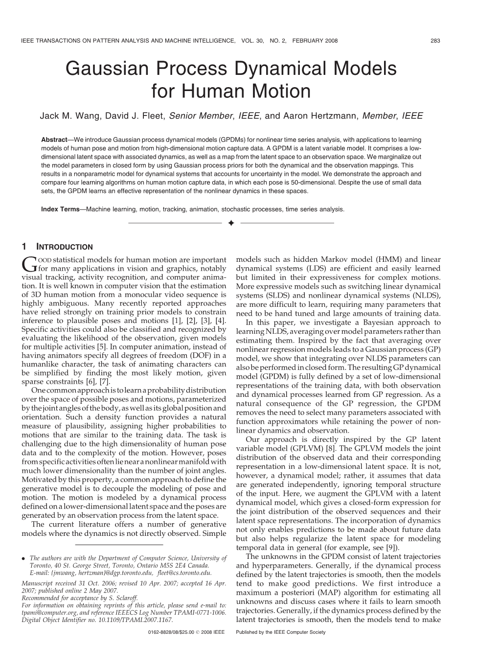 Gaussian Process Dynamical Models for Human Motion