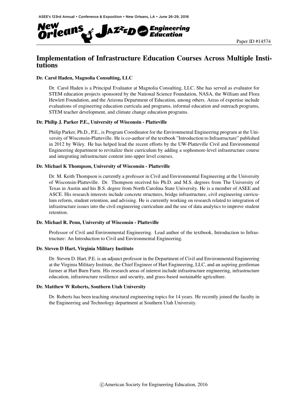 Implementation of Infrastructure Education Courses Across Multiple Institutions