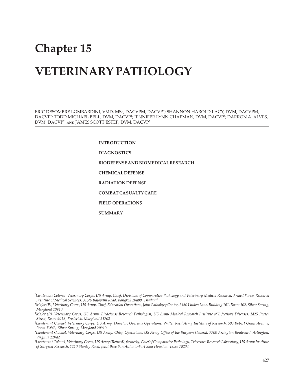 Chapter 15 VETERINARY PATHOLOGY