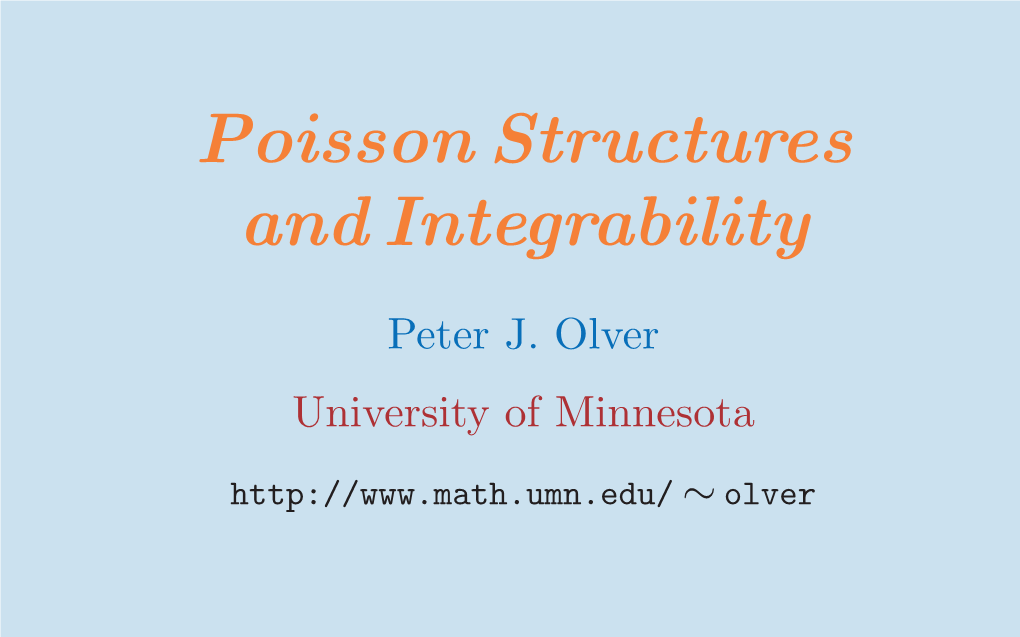 Poisson Structures and Integrability