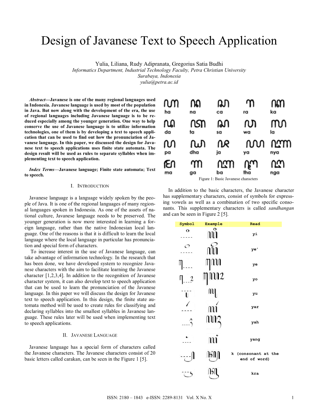 Design of Javanese Text to Speech Application