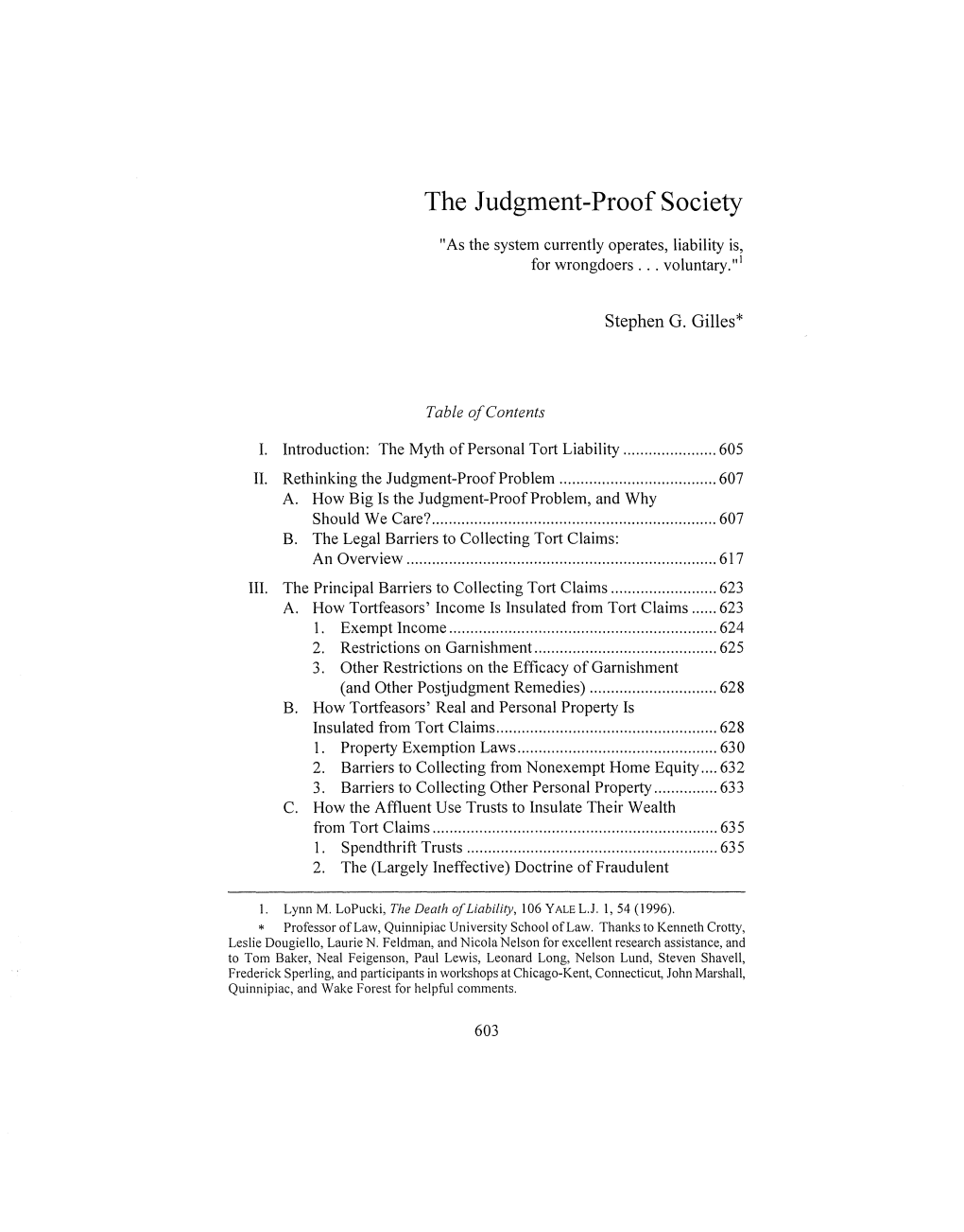 The Judgment-Proof Society