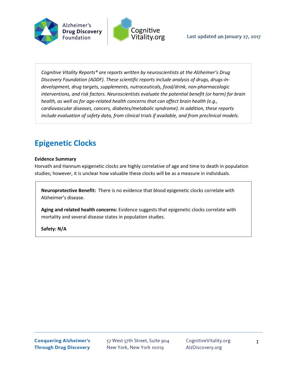 Epigenetic Clocks