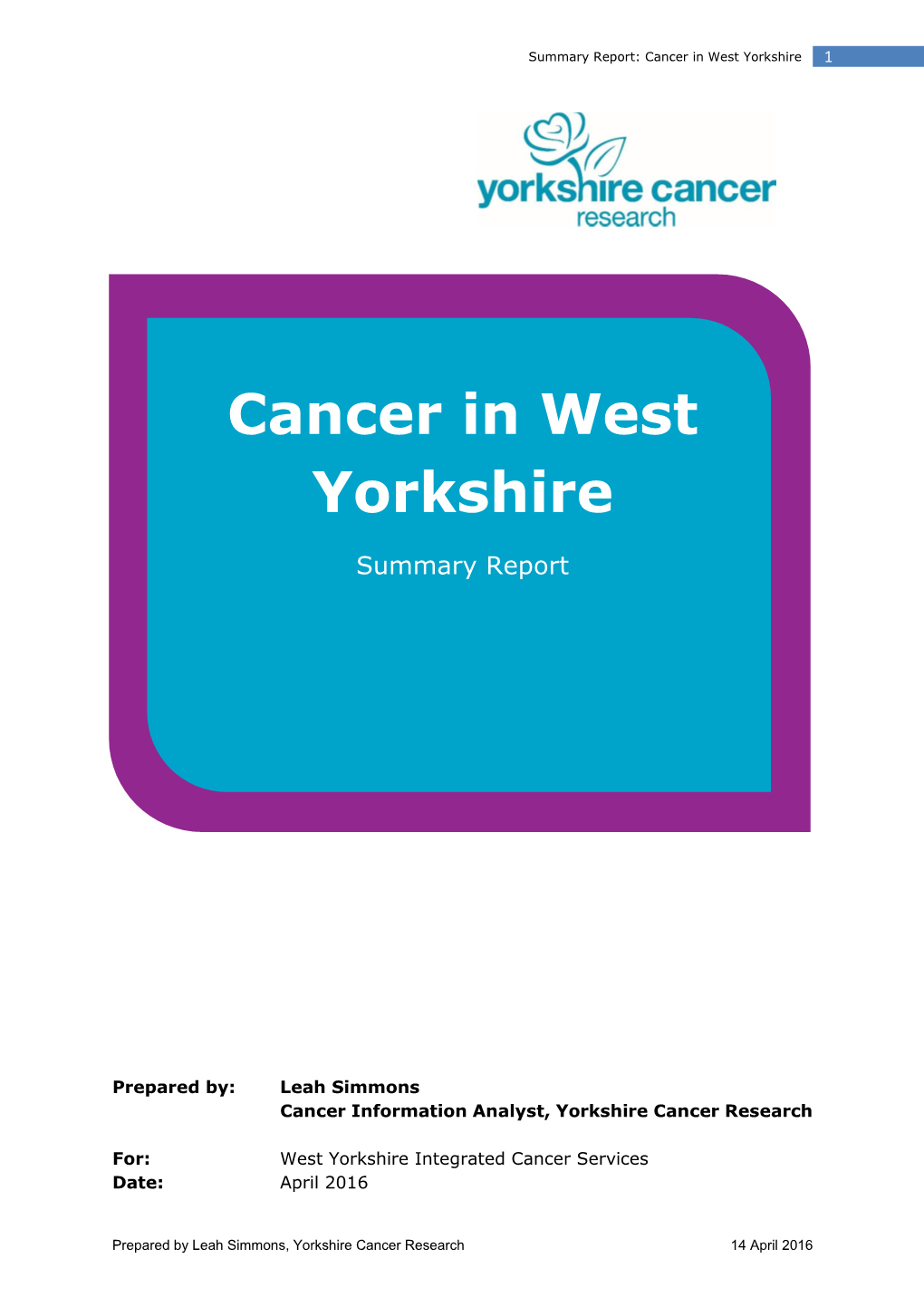 Cancer in West Yorkshire 1