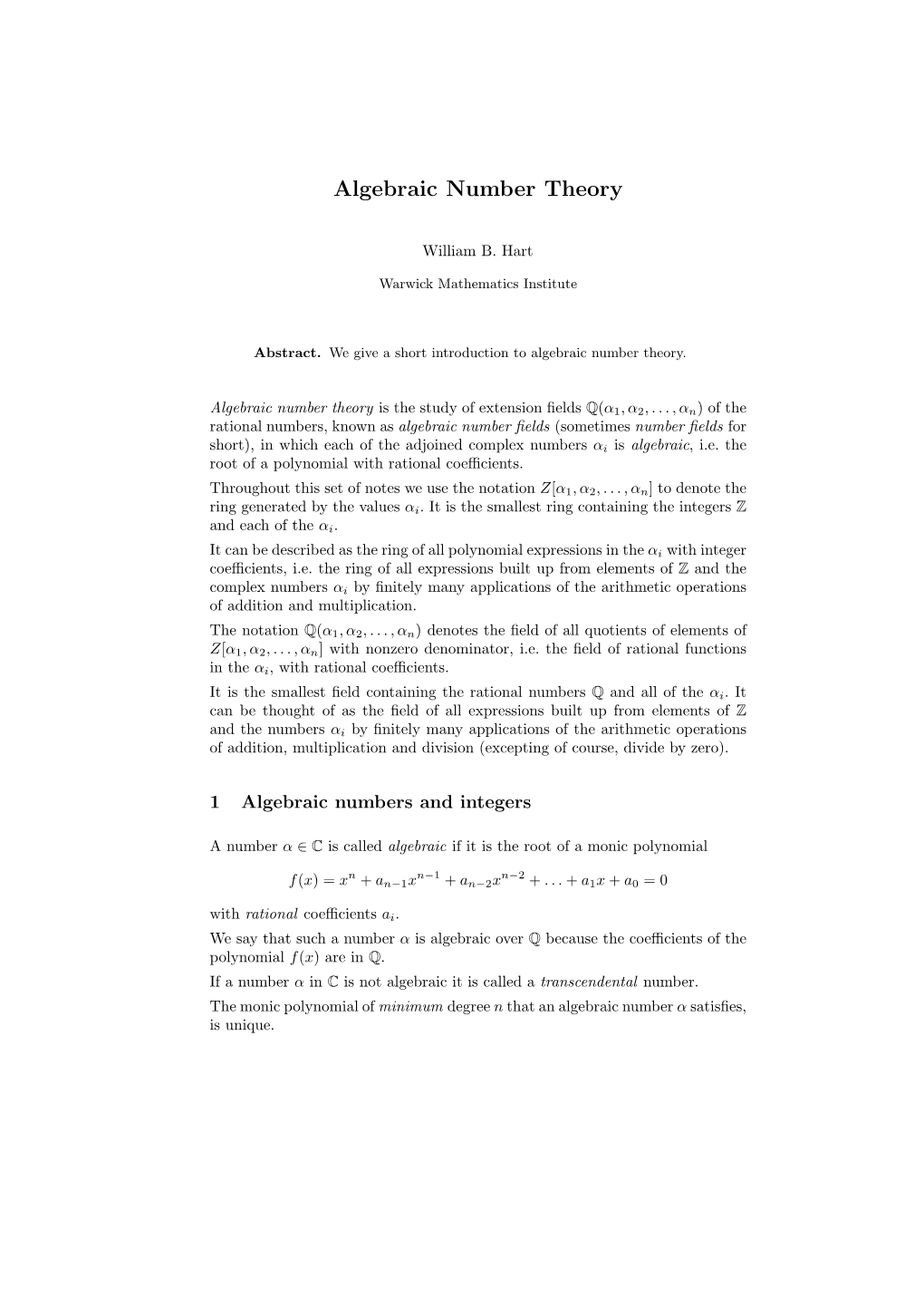 Algebraic Number Theory