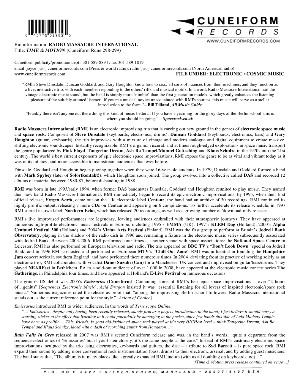 Time & Motion Press Release