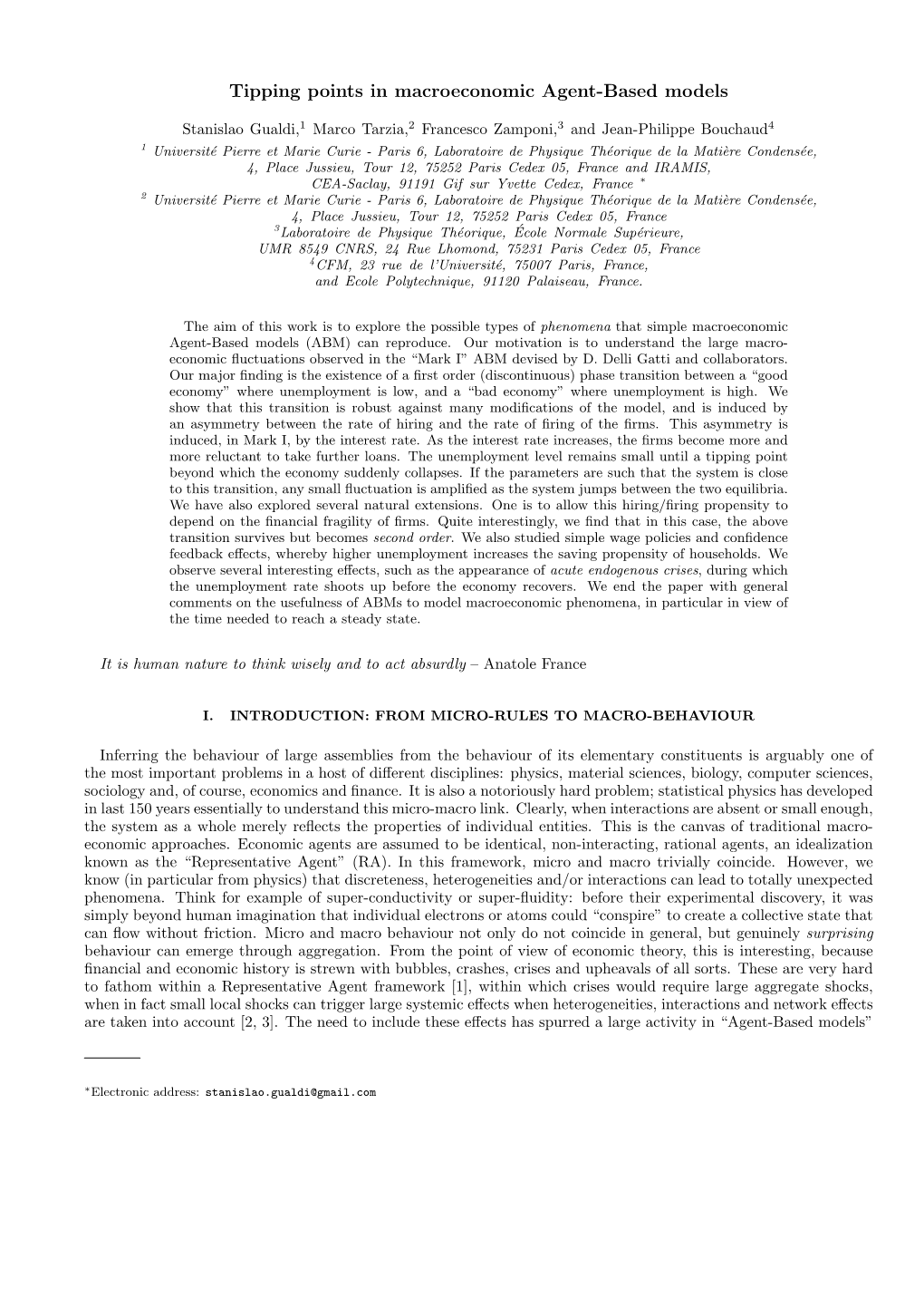 Tipping Points in Macroeconomic Agent-Based Models