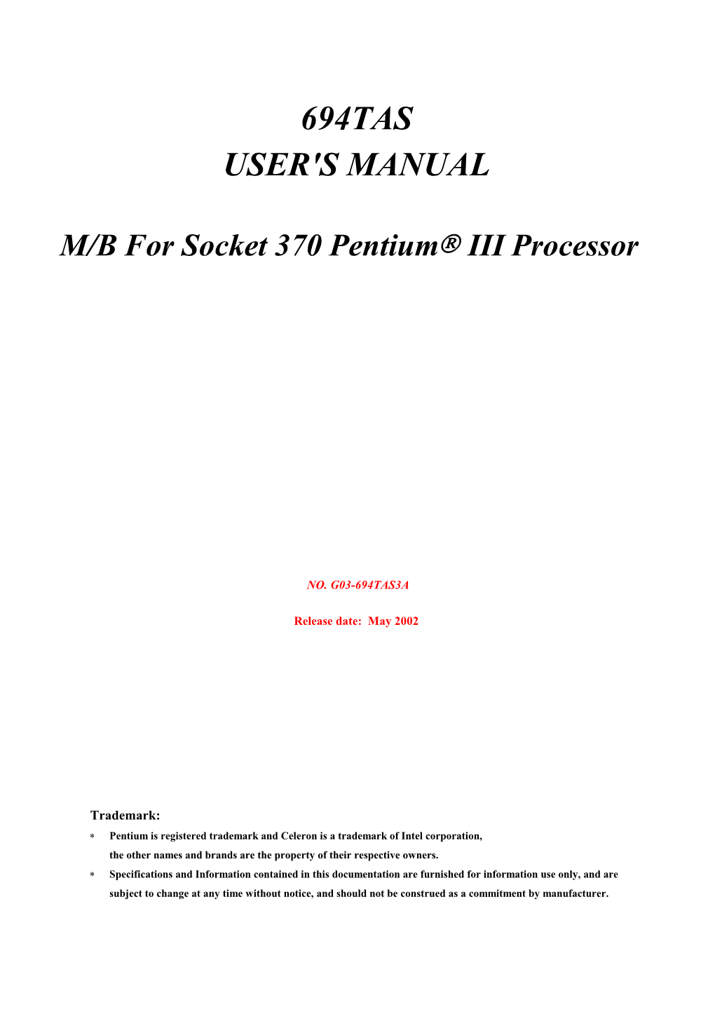 694Tas User's Manual