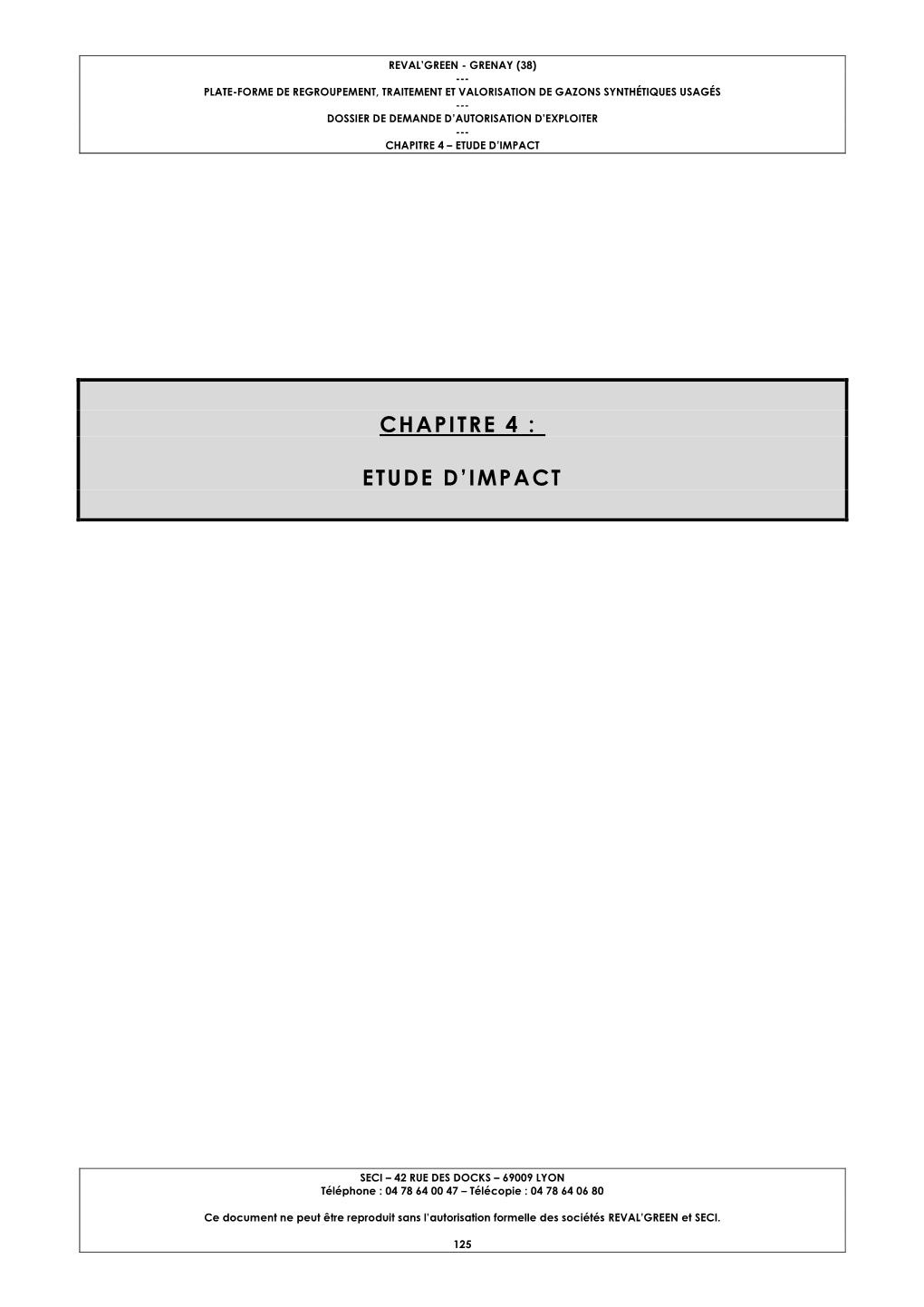 Chapitre 4 : Etude D'impact