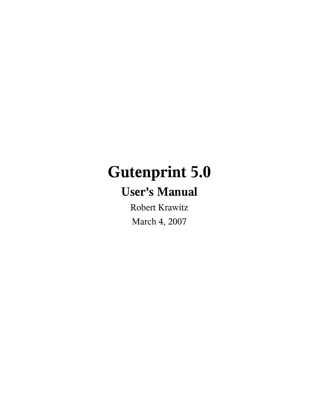 Gutenprint 5.0 User's Manual and Release Notes