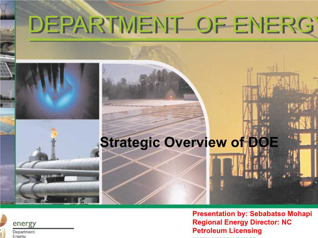 Strategic Overview of DOE