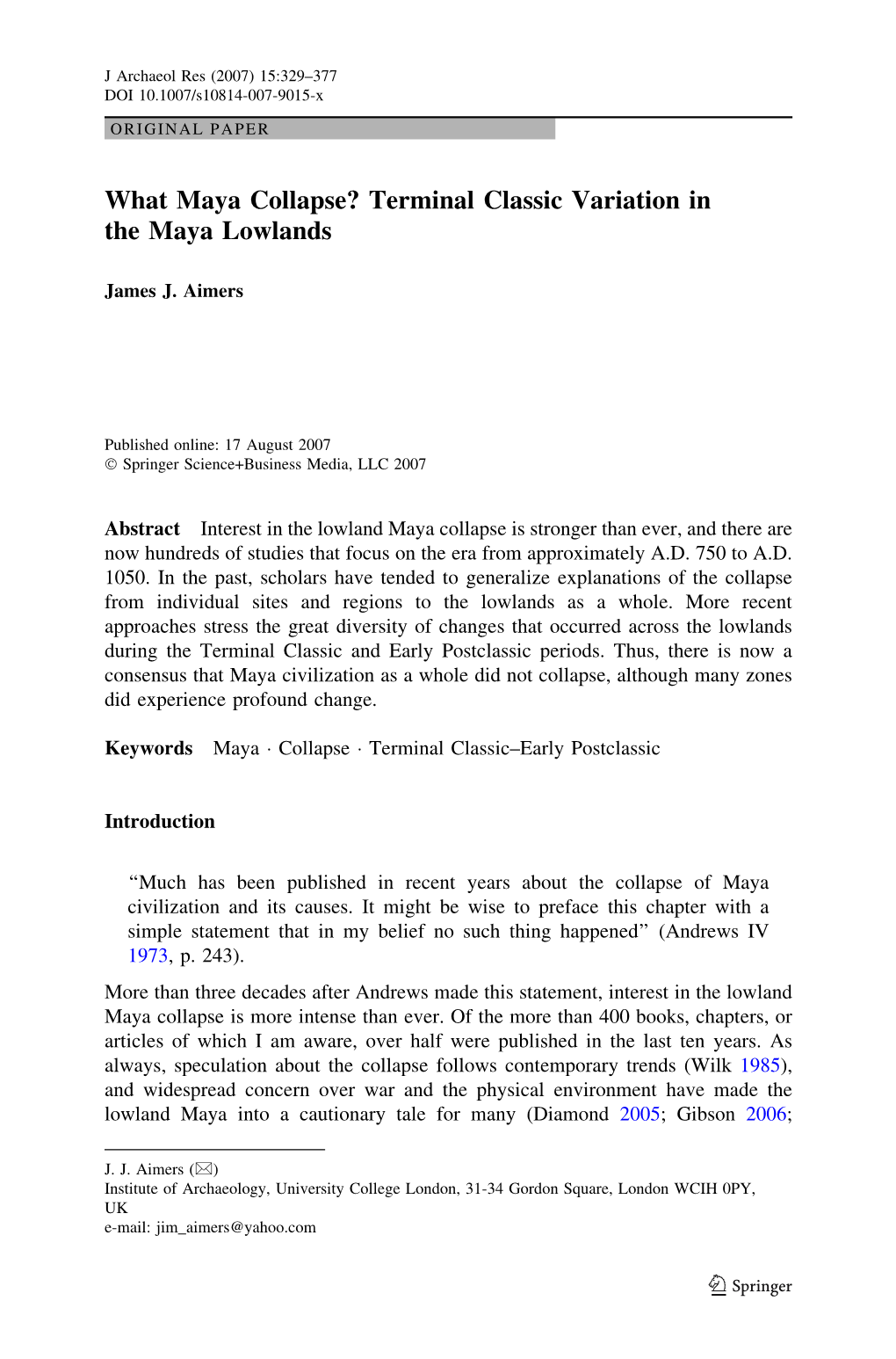 What Maya Collapse? Terminal Classic Variation in the Maya Lowlands