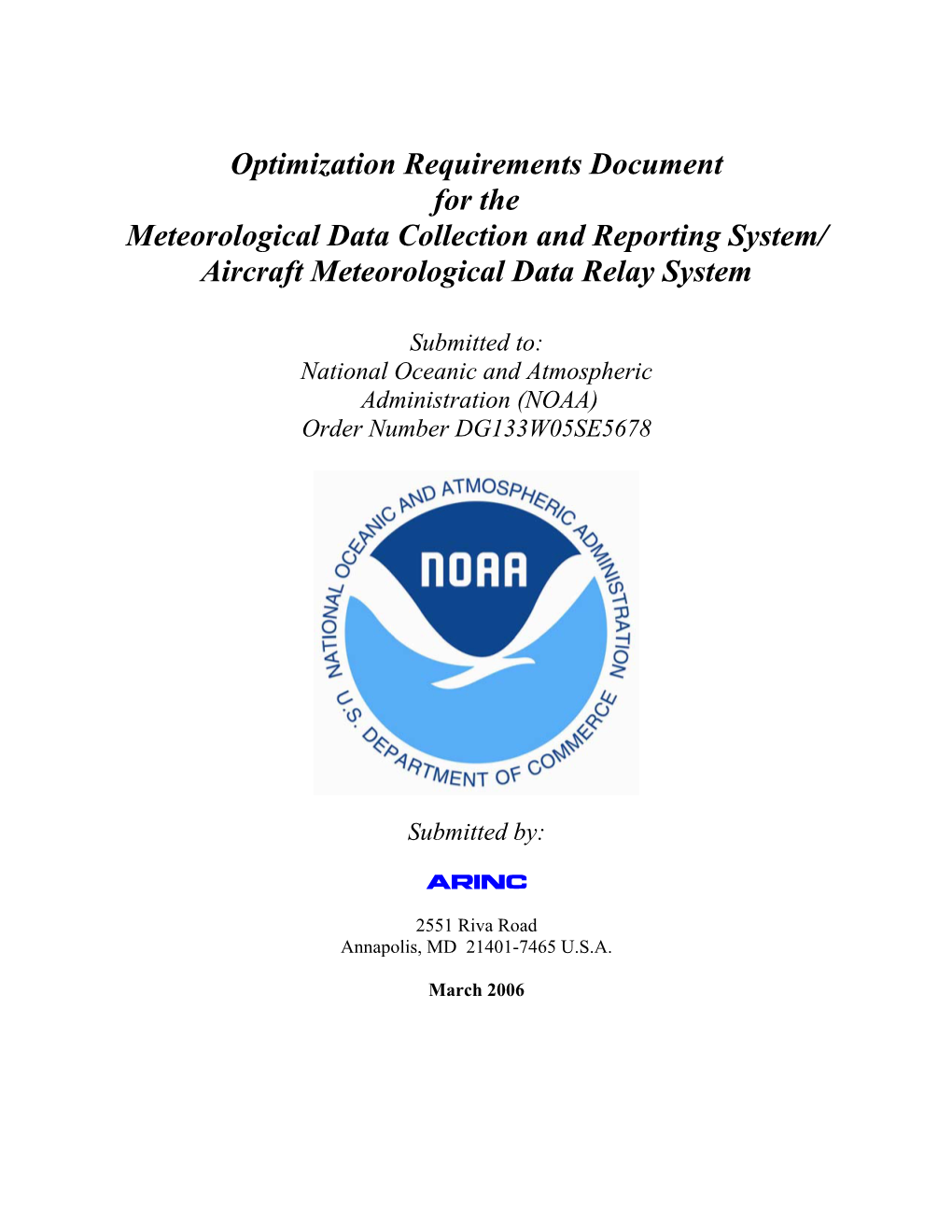 Optimization Requirements Document for the Meteorological Data Collection and Reporting System/ Aircraft Meteorological Data Relay System