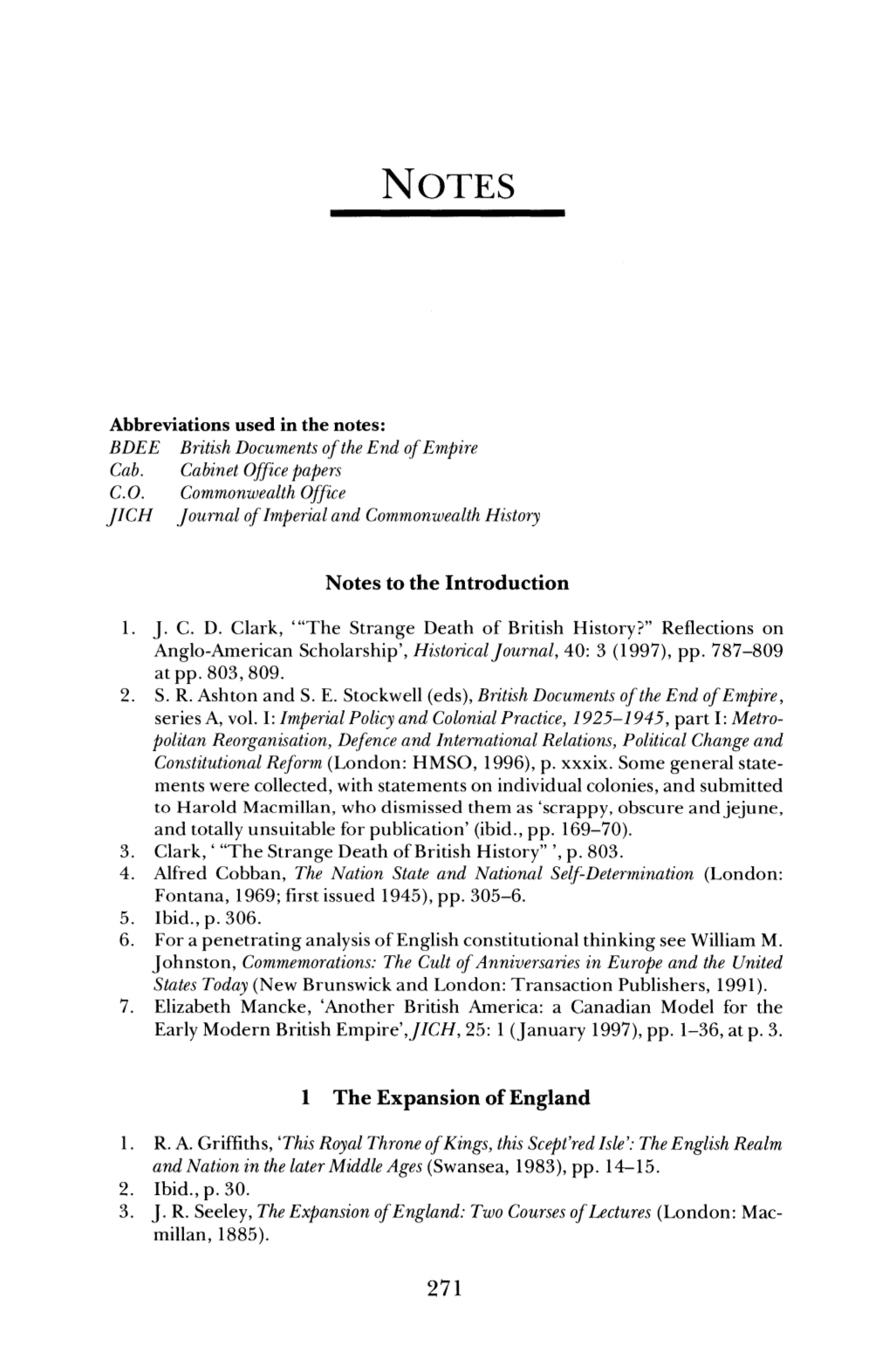 Notes to the Introduction I the Expansion of England