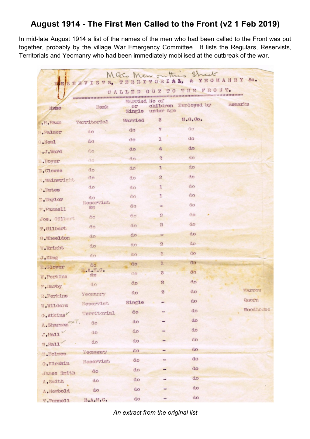 August 1914 - the First Men Called to the Front (V2 1 Feb 2019)