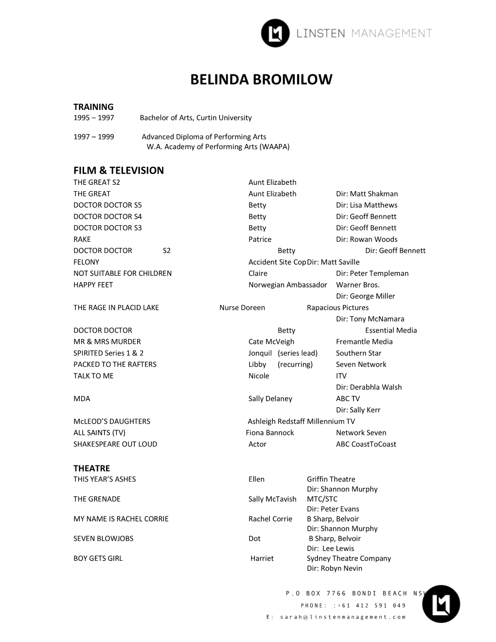 Bromilow, Belinda Biography