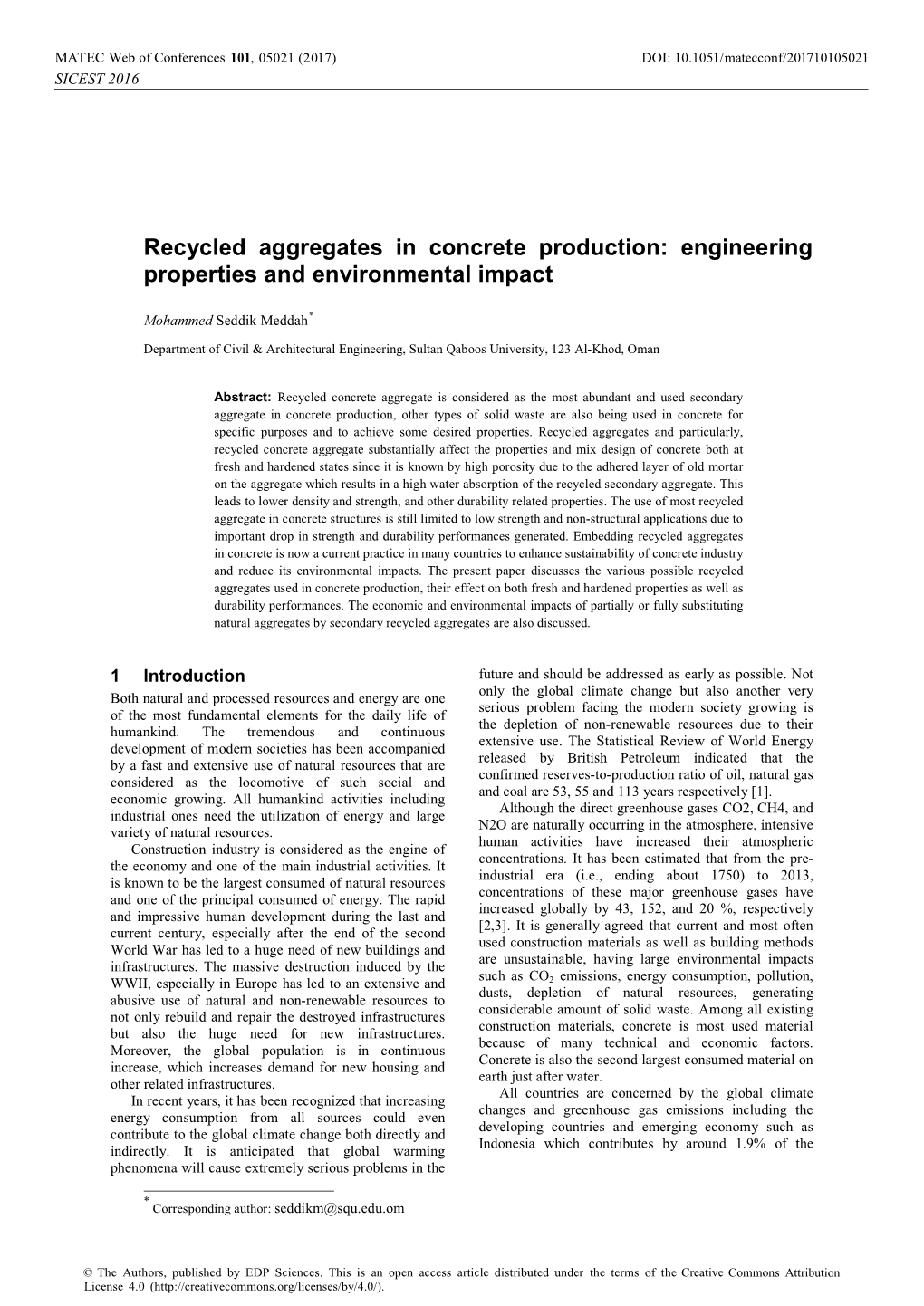 Recycled Aggregates in Concrete Production: Engineering Properties and Environmental Impact