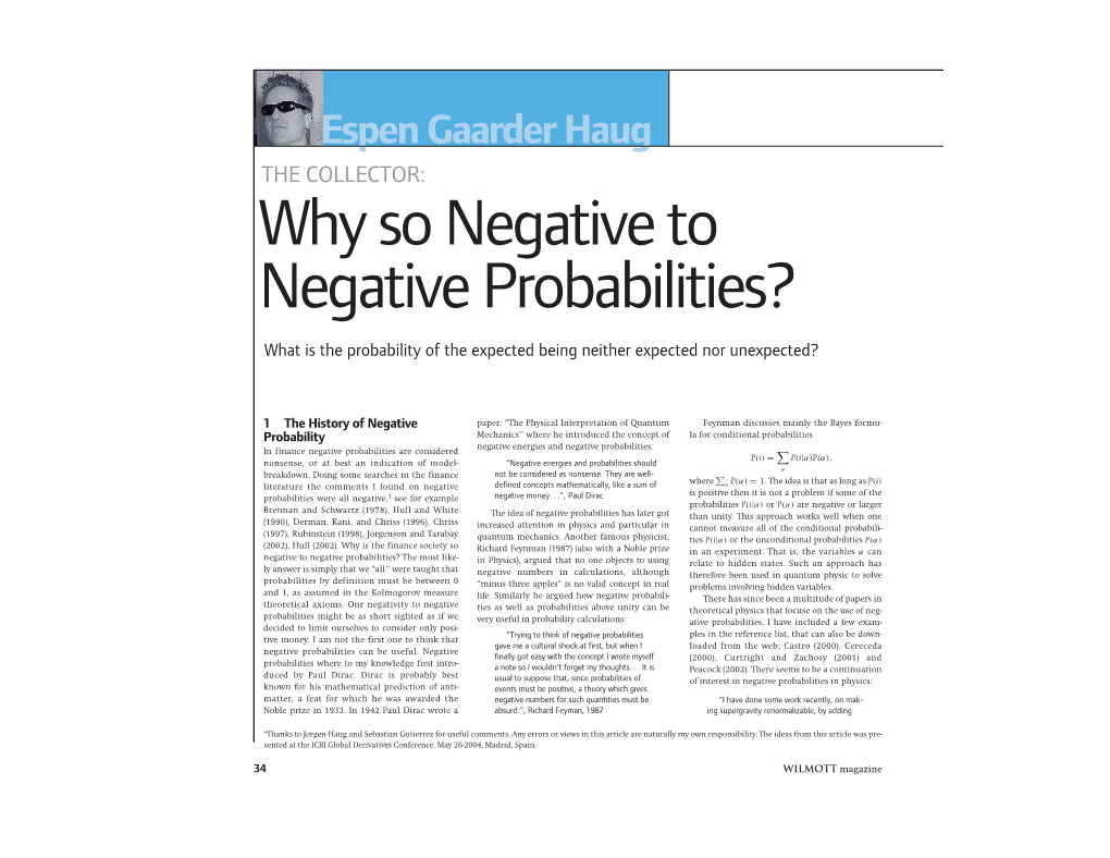 Why So Negative to Negative Probabilities?