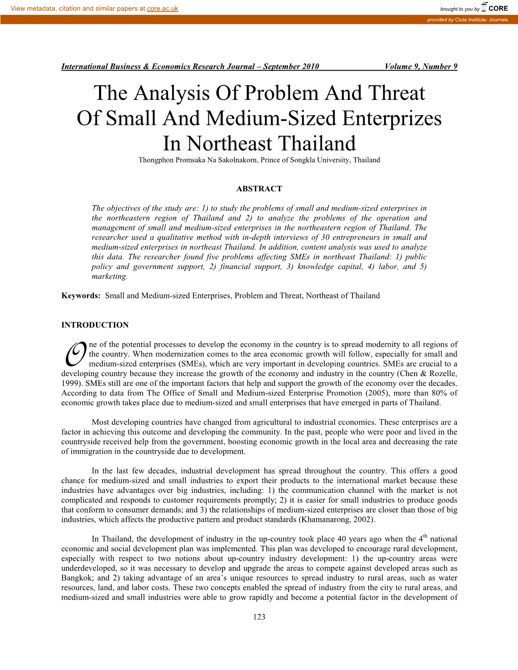 The Analysis of Problem and Threat of Small and Medium Enterprises In