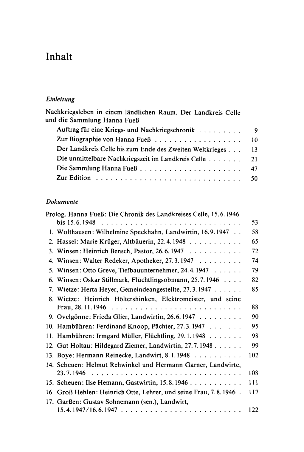 Prolog. Hanna Fueß: Die Chronik Des Landkreises Celle, 15.6. 1946 Bis