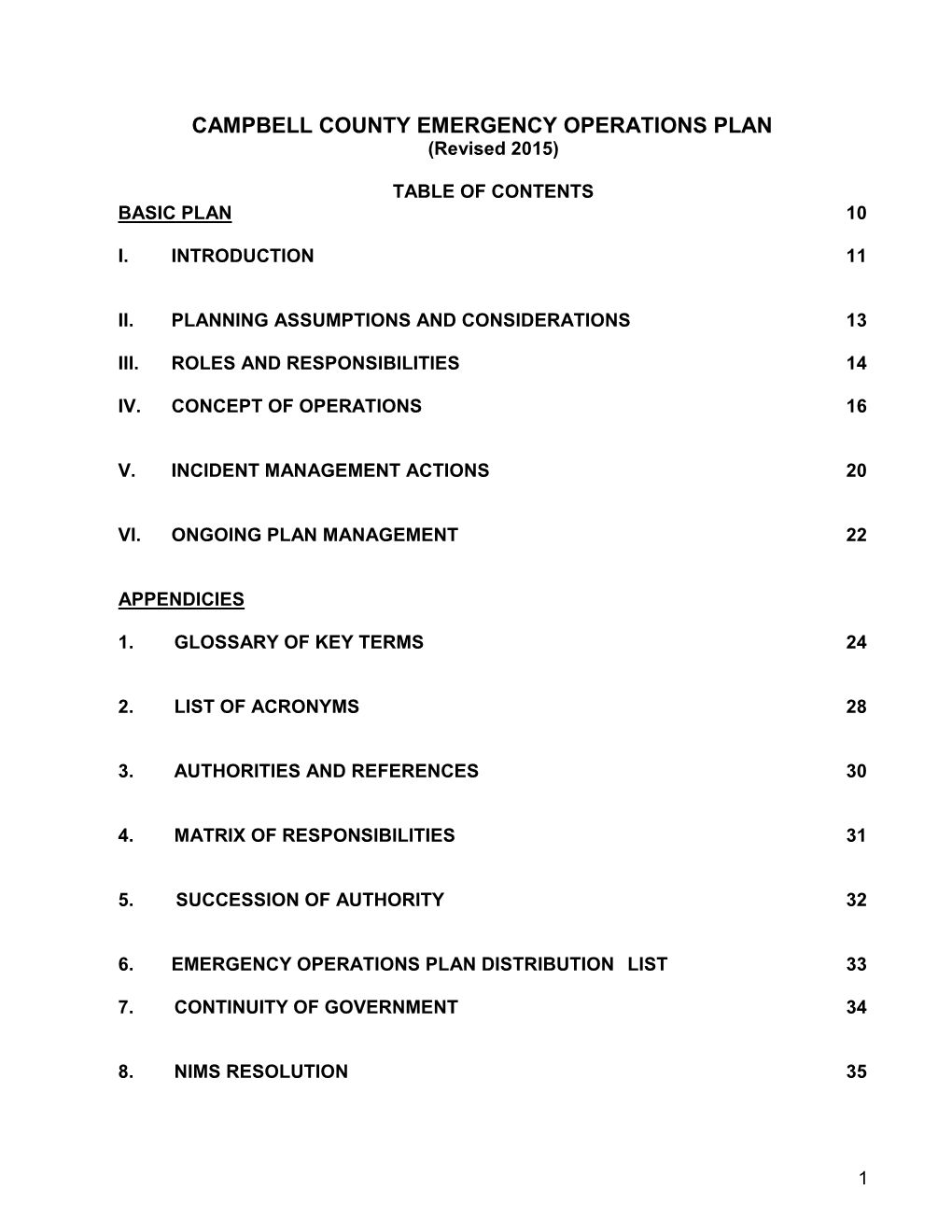 CAMPBELL COUNTY EMERGENCY OPERATIONS PLAN (Revised 2015)