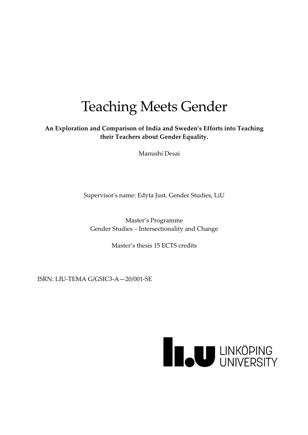 Teaching Meets Gender by Manushi Desai