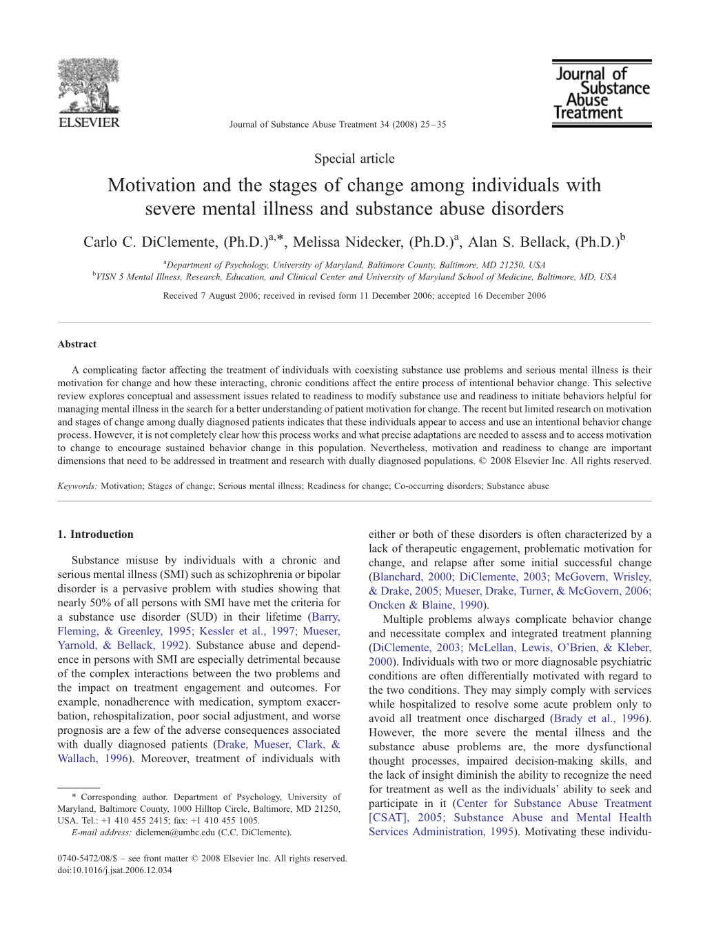 Motivation and the Stages of Change Among Individuals with Severe Mental Illness and Substance Abuse Disorders