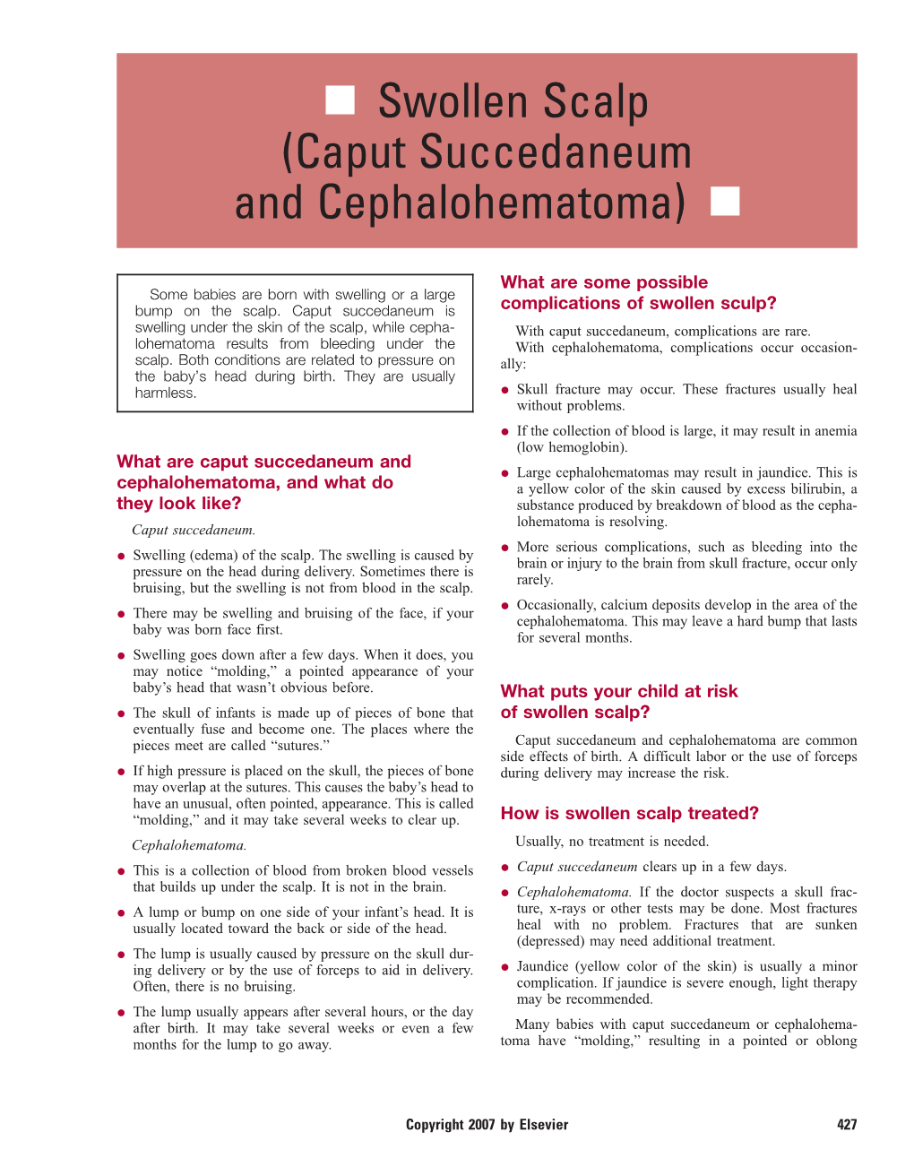 Swollen Scalp (Caput Succedaneum and Cephalohematoma) N