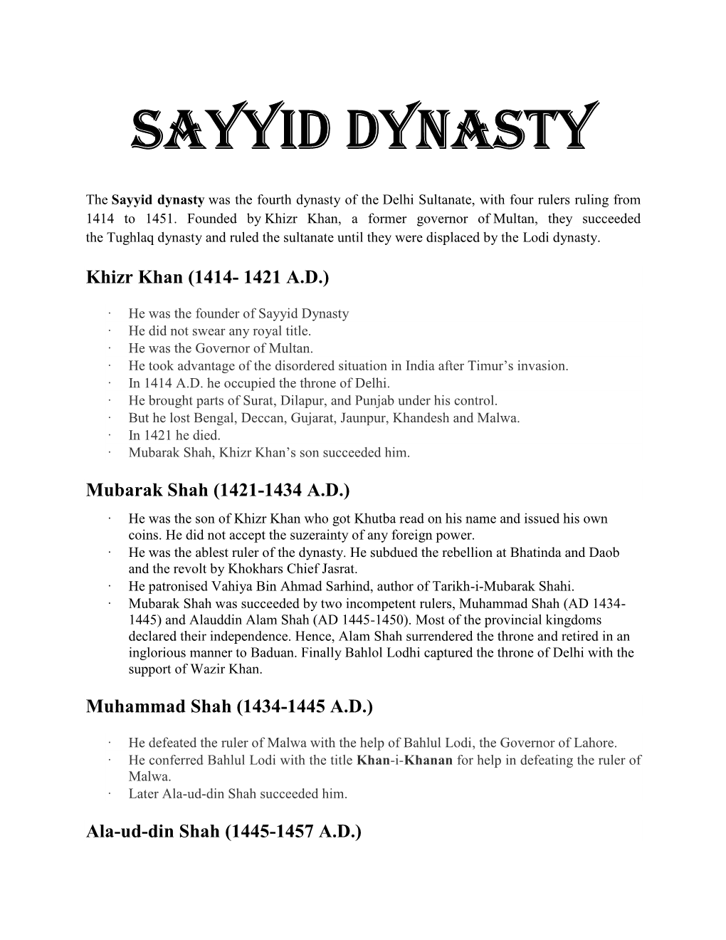 Sayyid Dynasty