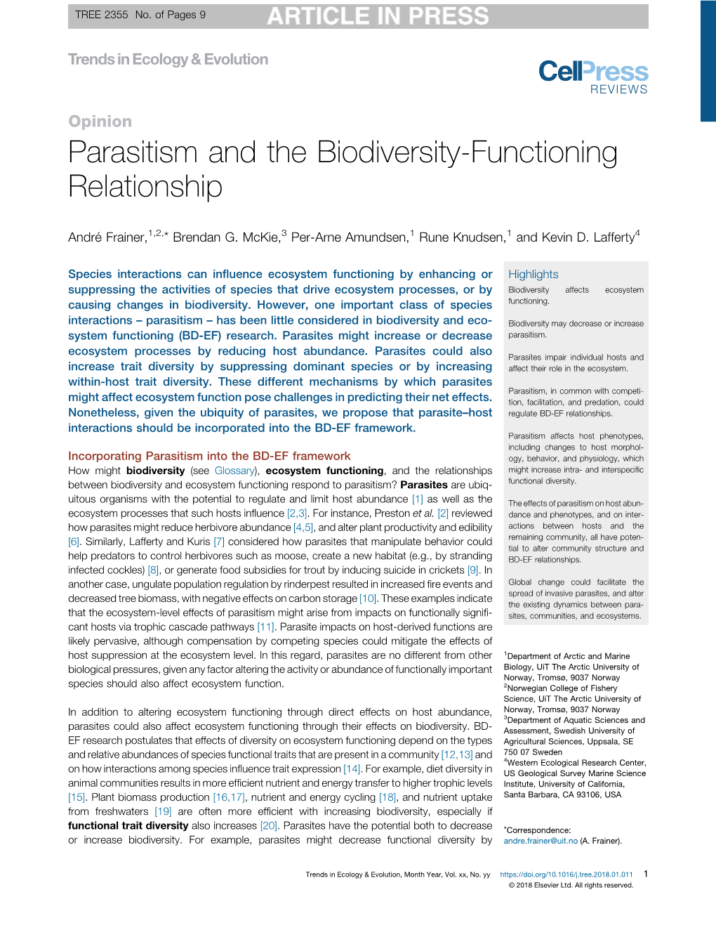 Parasitism and the Biodiversity-Functioning Relationship