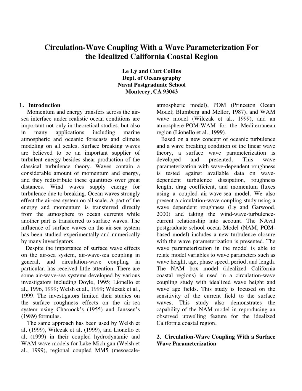 Circulation-Wave Coupling with a Wave Parameterization for the Idealized California Coastal Region