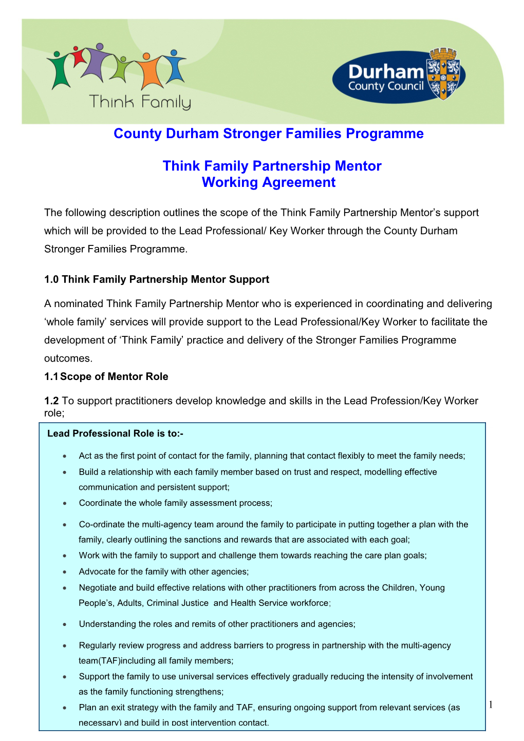 County Durham Stronger Families Programme