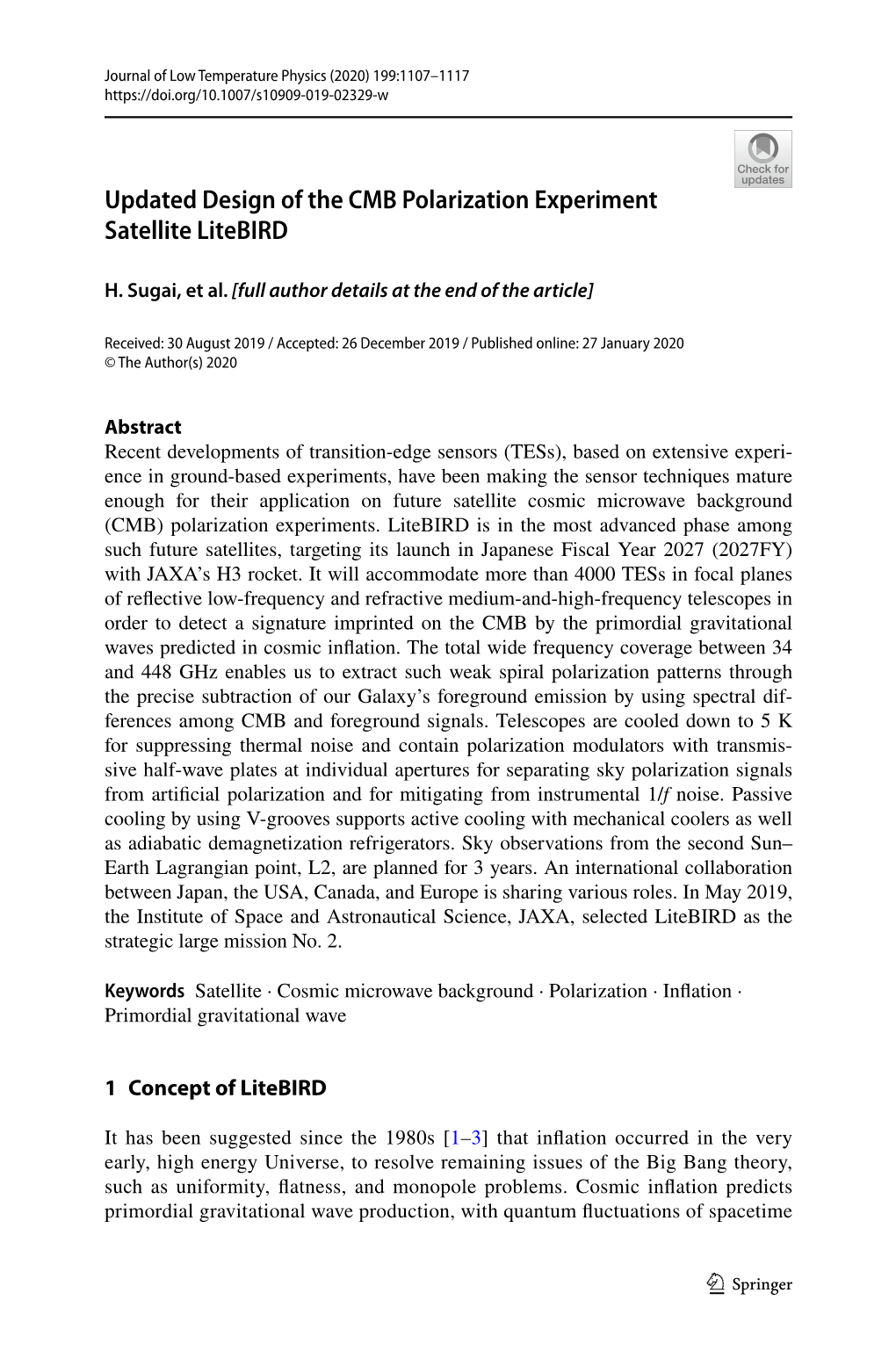 Updated Design of the CMB Polarization Experiment Satellite Litebird