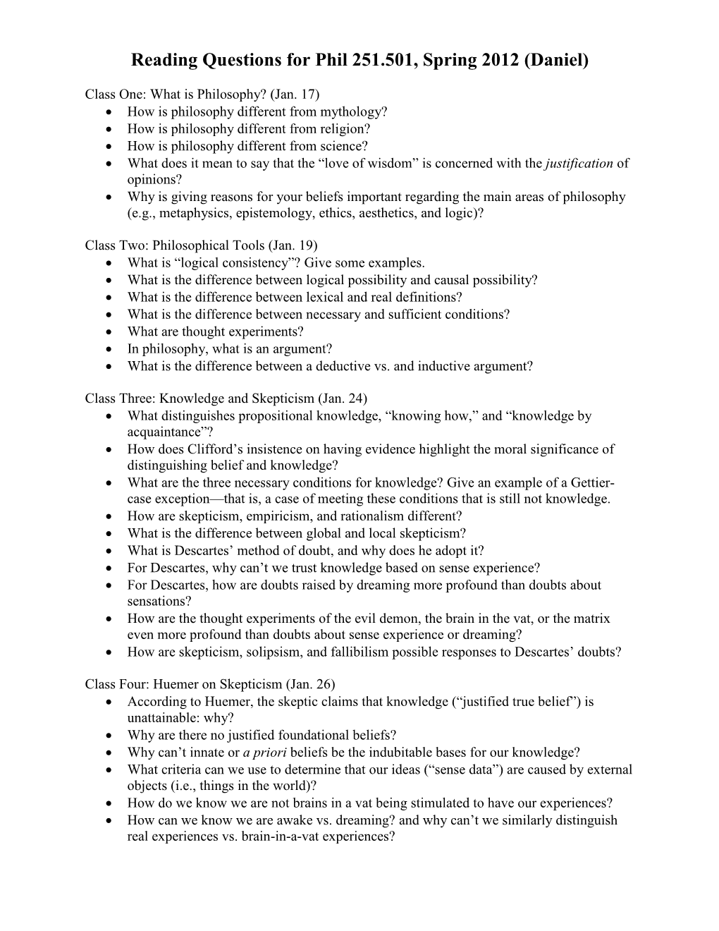 Reading Questions for Phil 251.501, Spring 2012 (Daniel)
