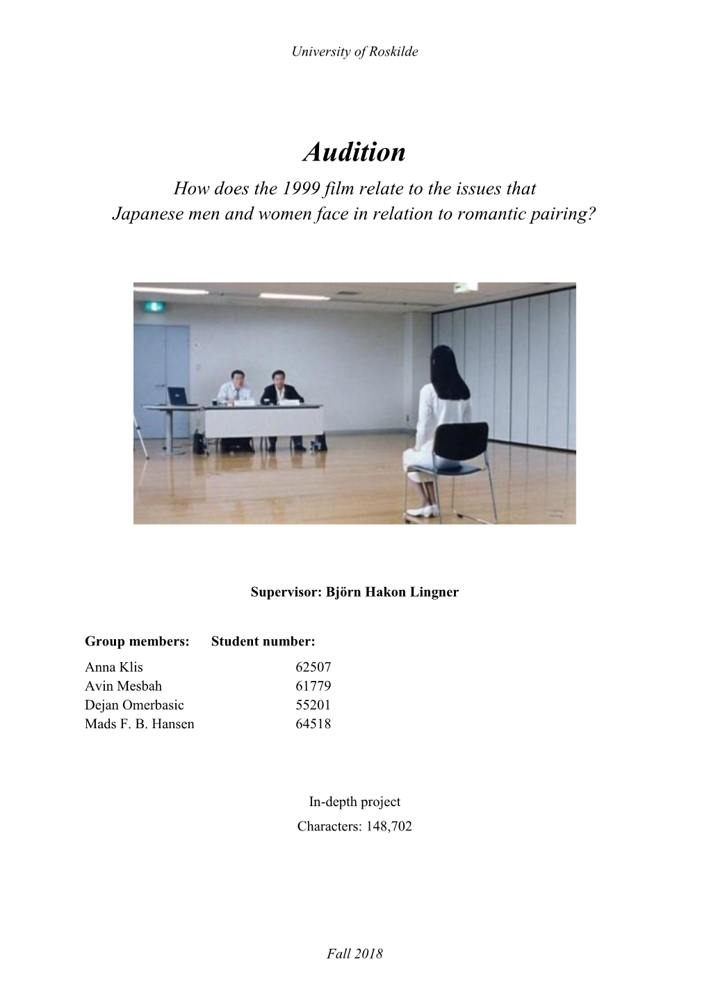 Audition How Does the 1999 Film Relate to the Issues That Japanese Men and Women Face in Relation to Romantic Pairing?