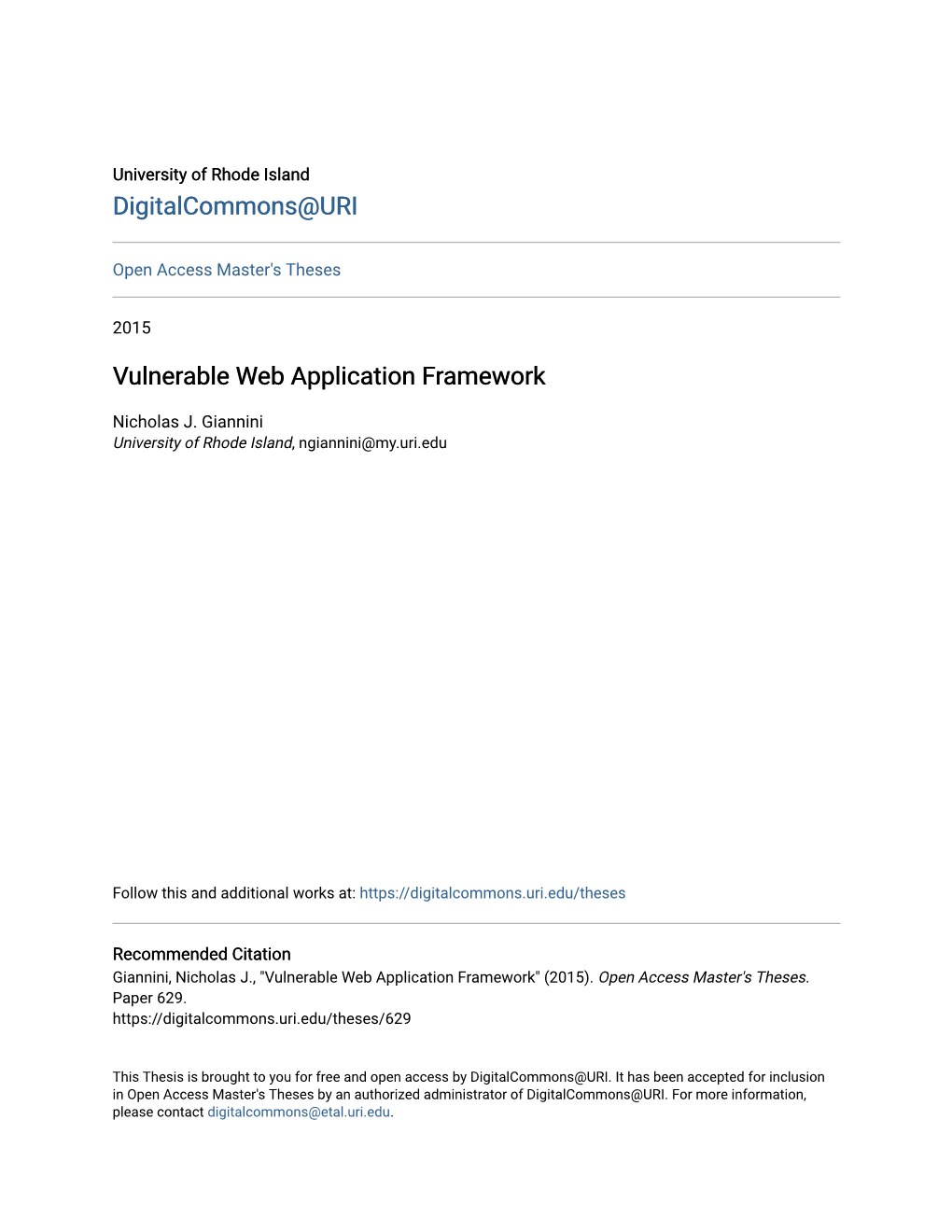 Vulnerable Web Application Framework