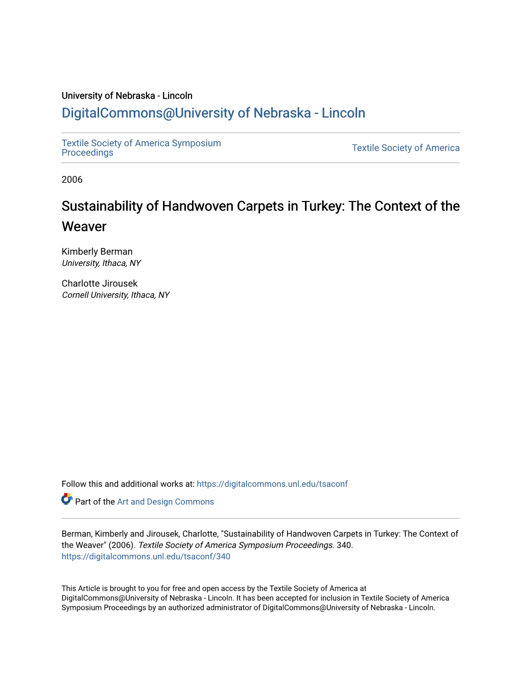 Sustainability of Handwoven Carpets in Turkey: the Context of the Weaver