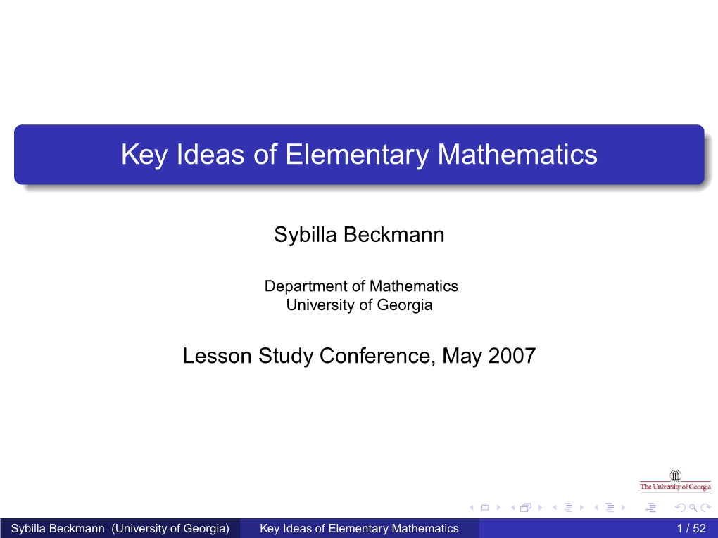 Presentation on Key Ideas of Elementary Mathematics