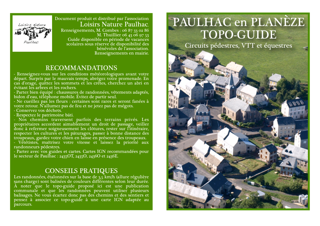 PAULHAC En PLANÈZE TOPO-GUIDE