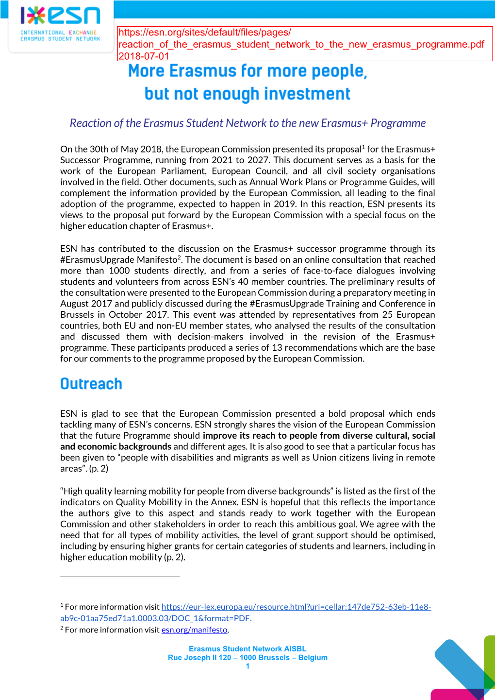 Reaction of the Erasmus Student Network to the New Erasmus+ Programme